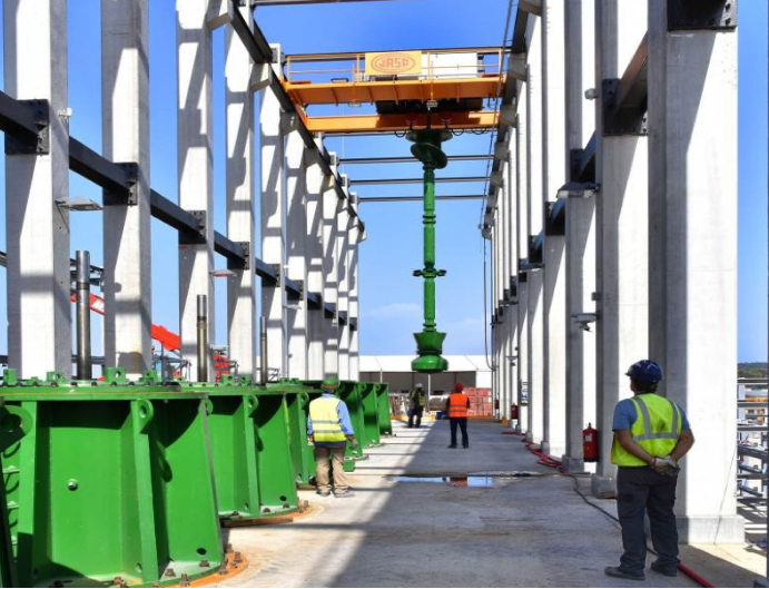 Vertical pumps during assembly at ITER site