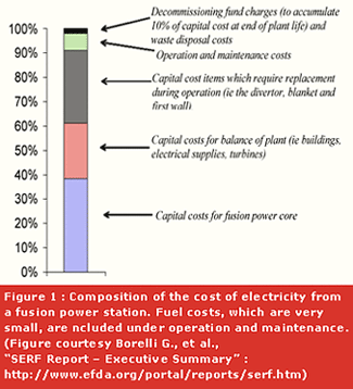 Composition of the cost of electricity from a fusion power station